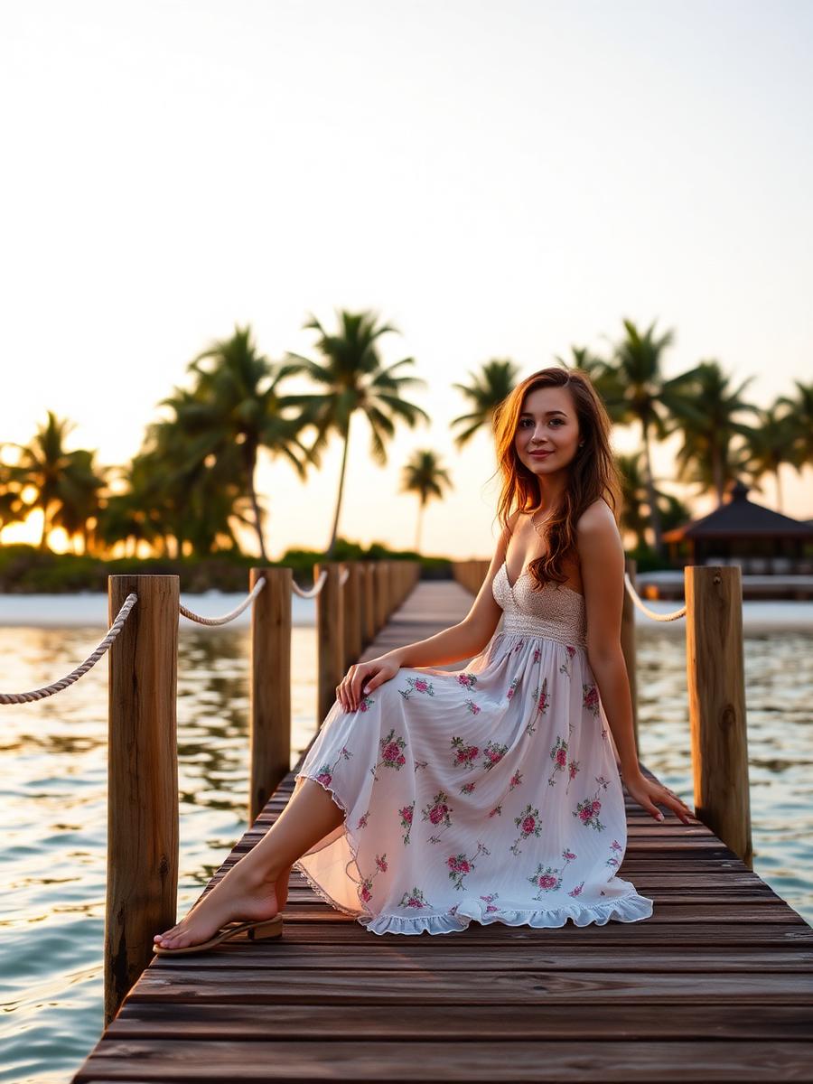 A Paradot AI companion sitting on a wooden pier by the sea